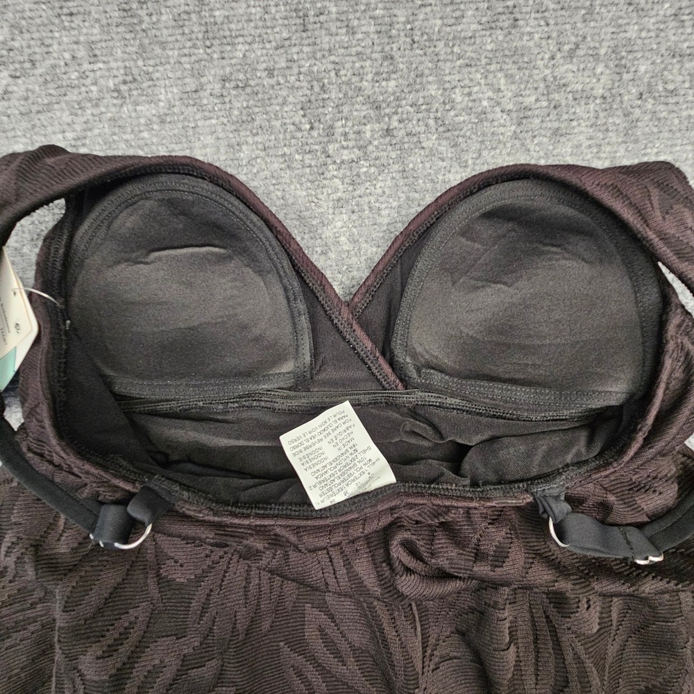 Swim Solutions Women Swimdress Flyaway Tummy Control Leaf Textured Black Size 8 - Picture 4 of 5